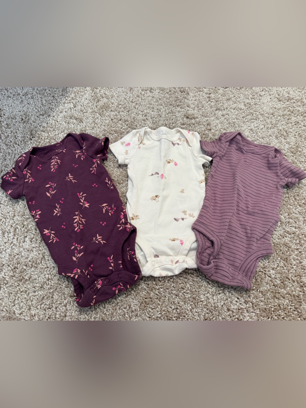 Carter’s Girls' Short-Sleeve One-Piece Bodysuits Bundle 0-3 Months NWOT